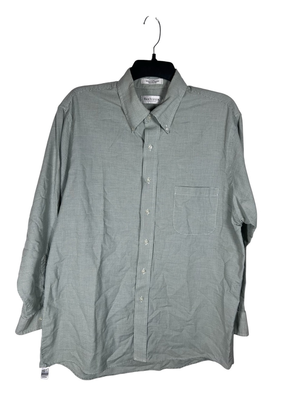 Van Heusen Sage Green Long-Sleeve Button-Down Shirt Size 16.5 32/33
